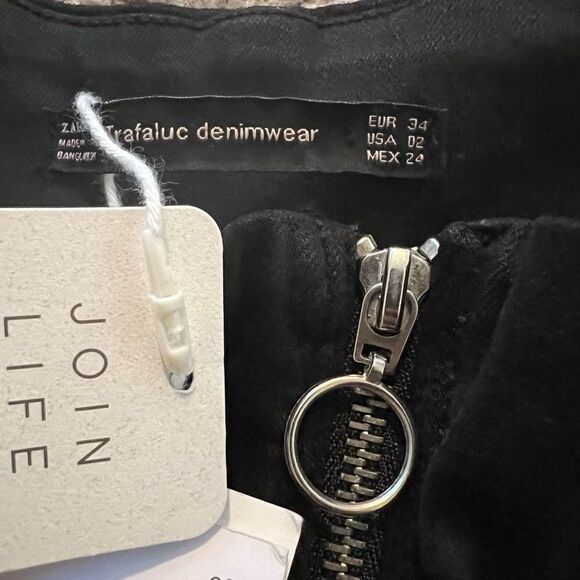 ZARA Black High Waisted Zipper Jeggings Jeans Size 2 - Picture 6 of 6